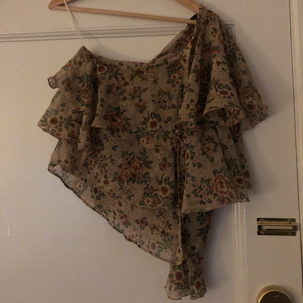 One-shoulder blouse — fall florals